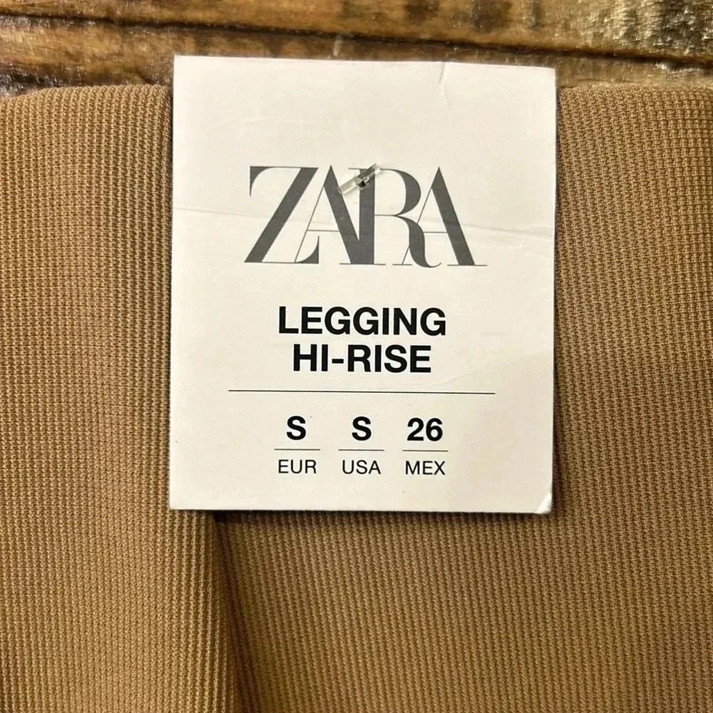 Zara Split Leg Hi-Rise Pull-On Legging Tan Women’s Size Small NWT - Picture 6 of 12